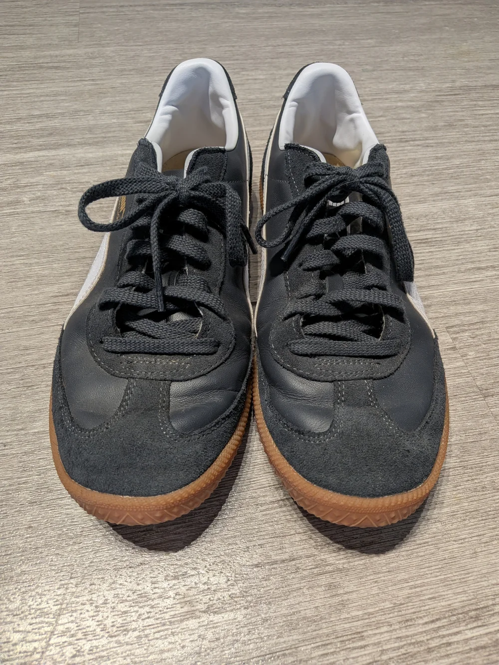 PUMA Gray & White Classic Sneakers with Gum Sole